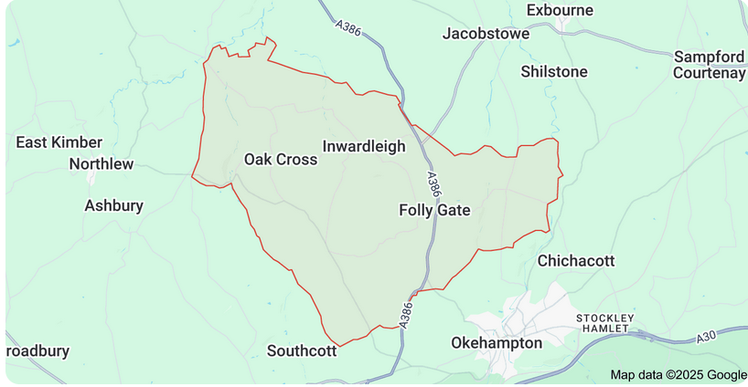 Map of Inwardleigh Parish Council Area